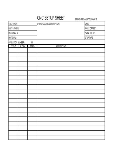 cnc machine setting procedure in pdf|cnc machine setup sheet template.